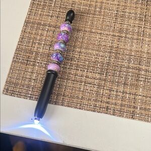Stylish Black and Purple Beaded Stylus Pen